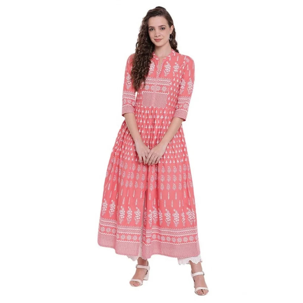 Vaystra cotton printed regular kurti, peach