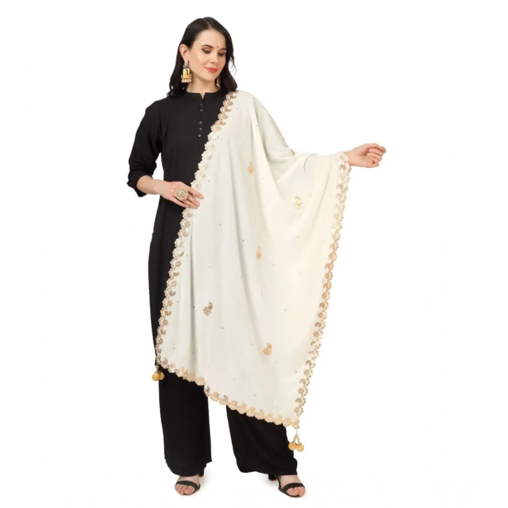Vaystra velvet gotta patti dupatta, off white