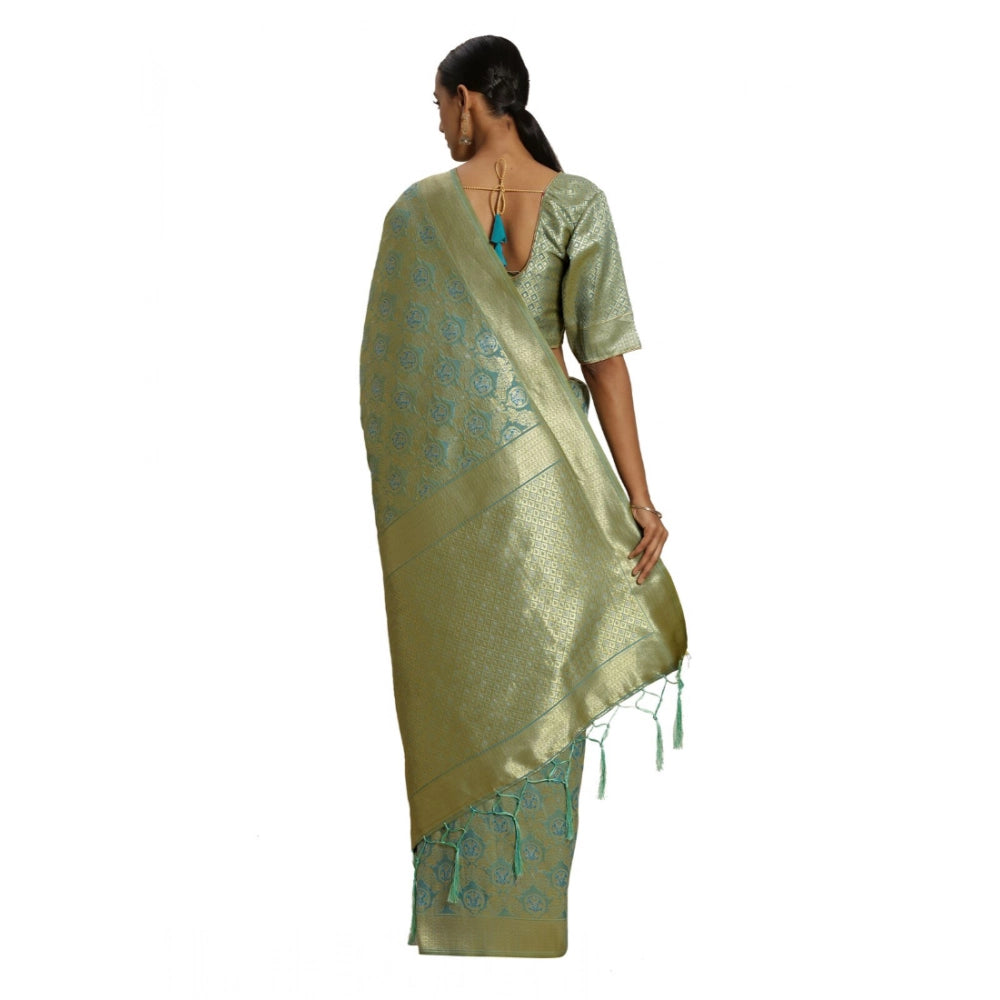 Vaystra Banarasi silk Saree with Blouse – Sky blue