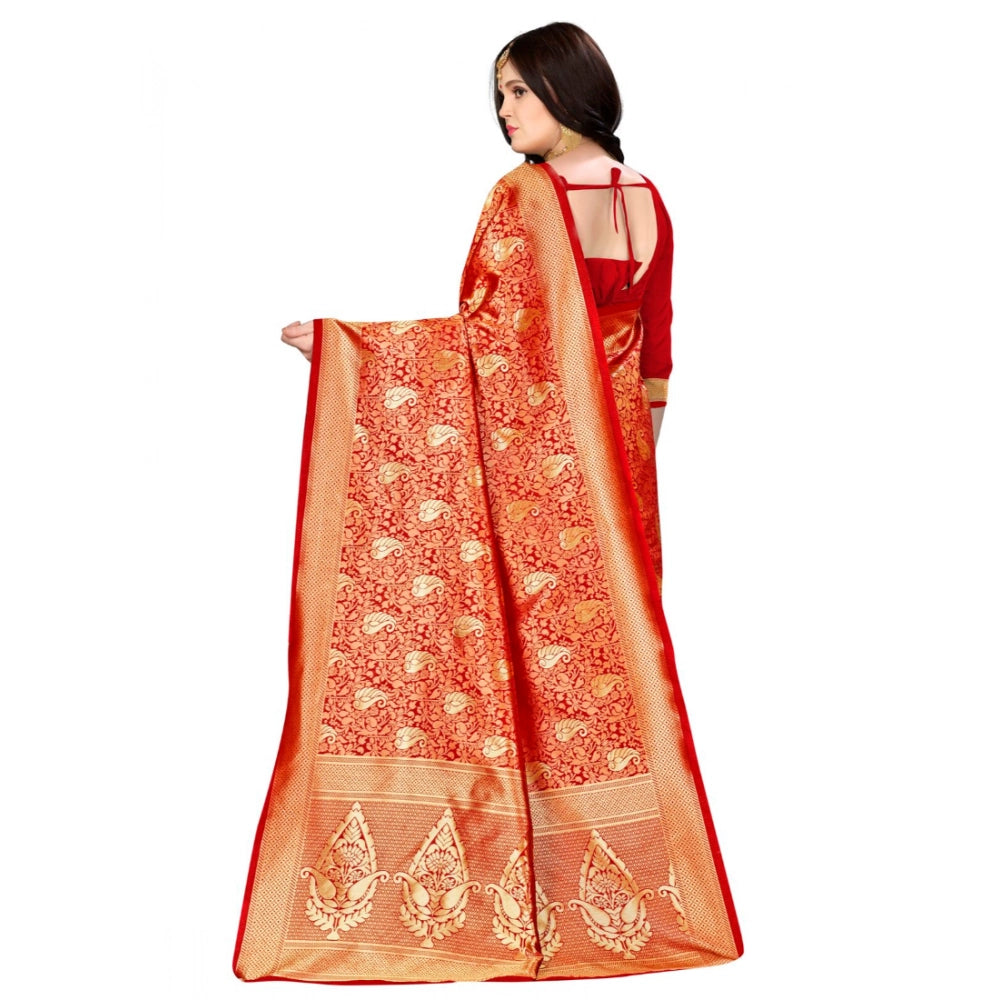 Vaystra Banarasi silk Saree with Blouse – Red