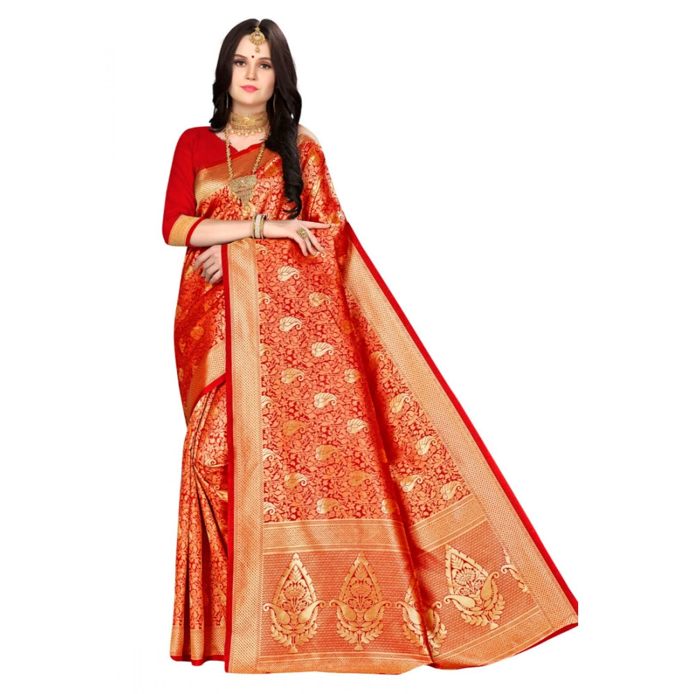 Vaystra Banarasi silk Saree with Blouse – Red