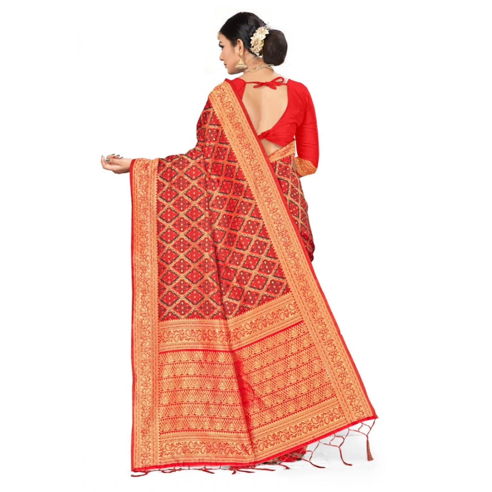 Vaystra Banarasi silk Saree with Blouse – Red,black