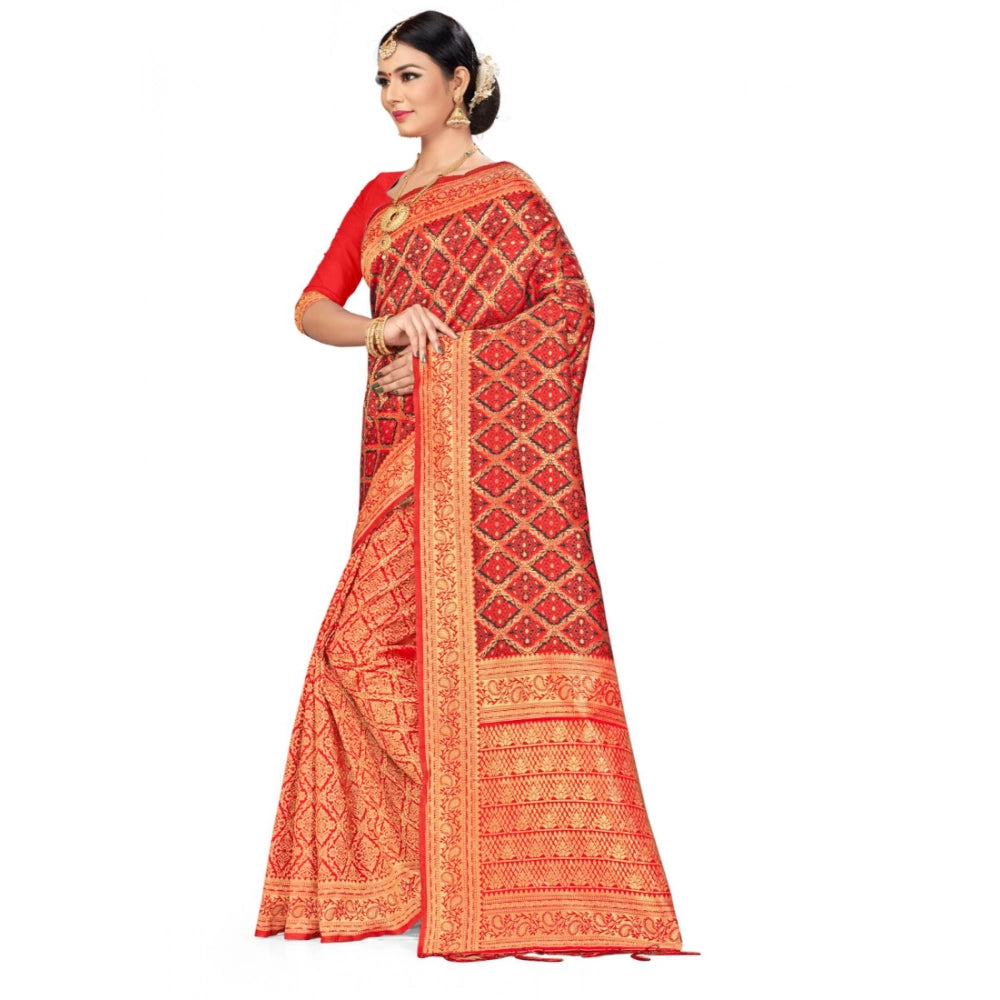 Vaystra Banarasi silk Saree with Blouse – Red,black