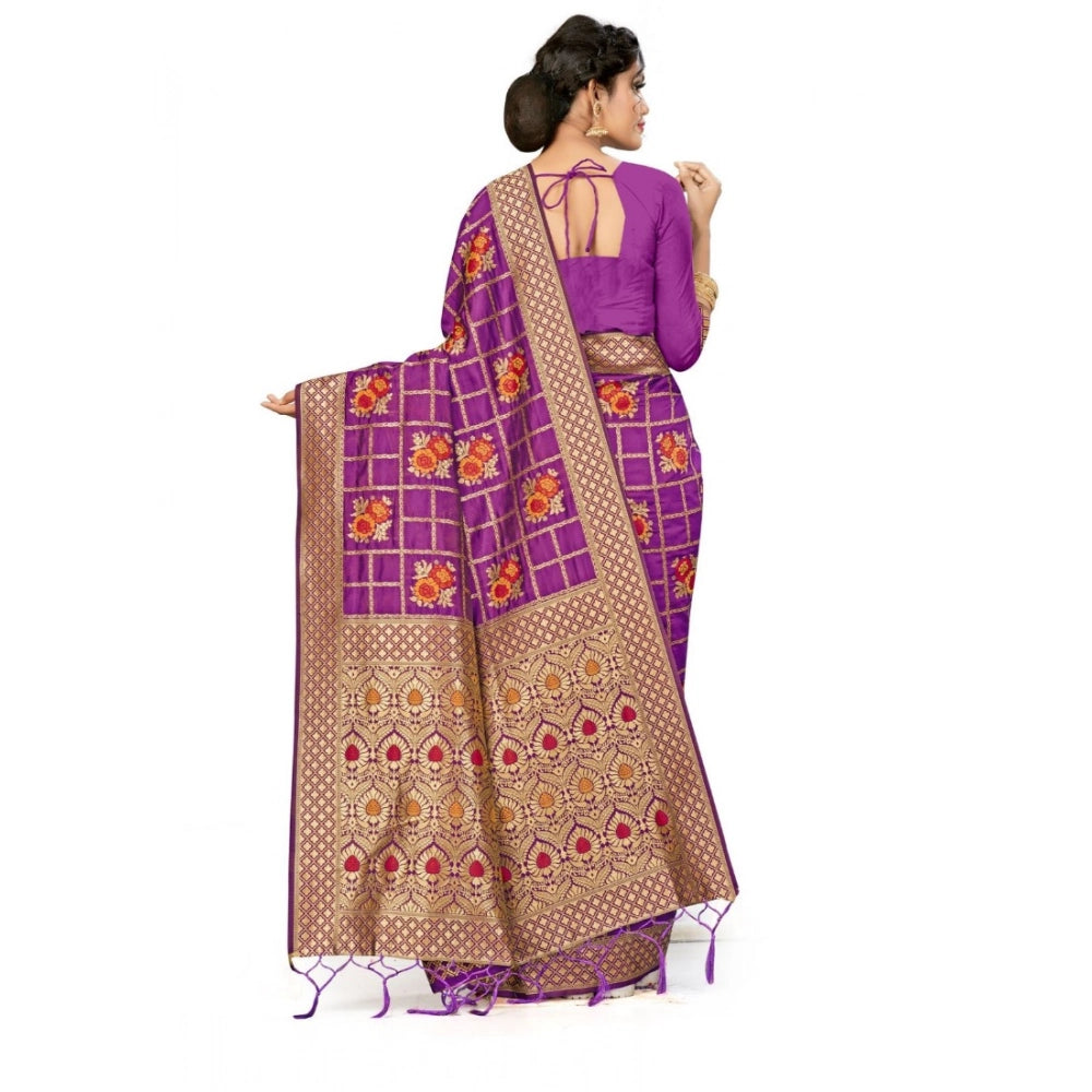 Vaystra Banarasi Silk Saree – Purple