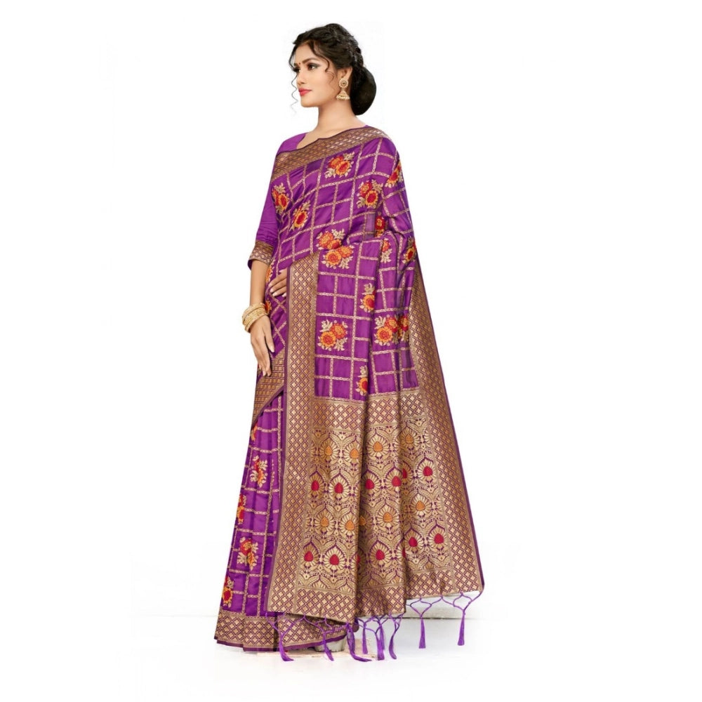 Vaystra Banarasi Silk Saree – Purple