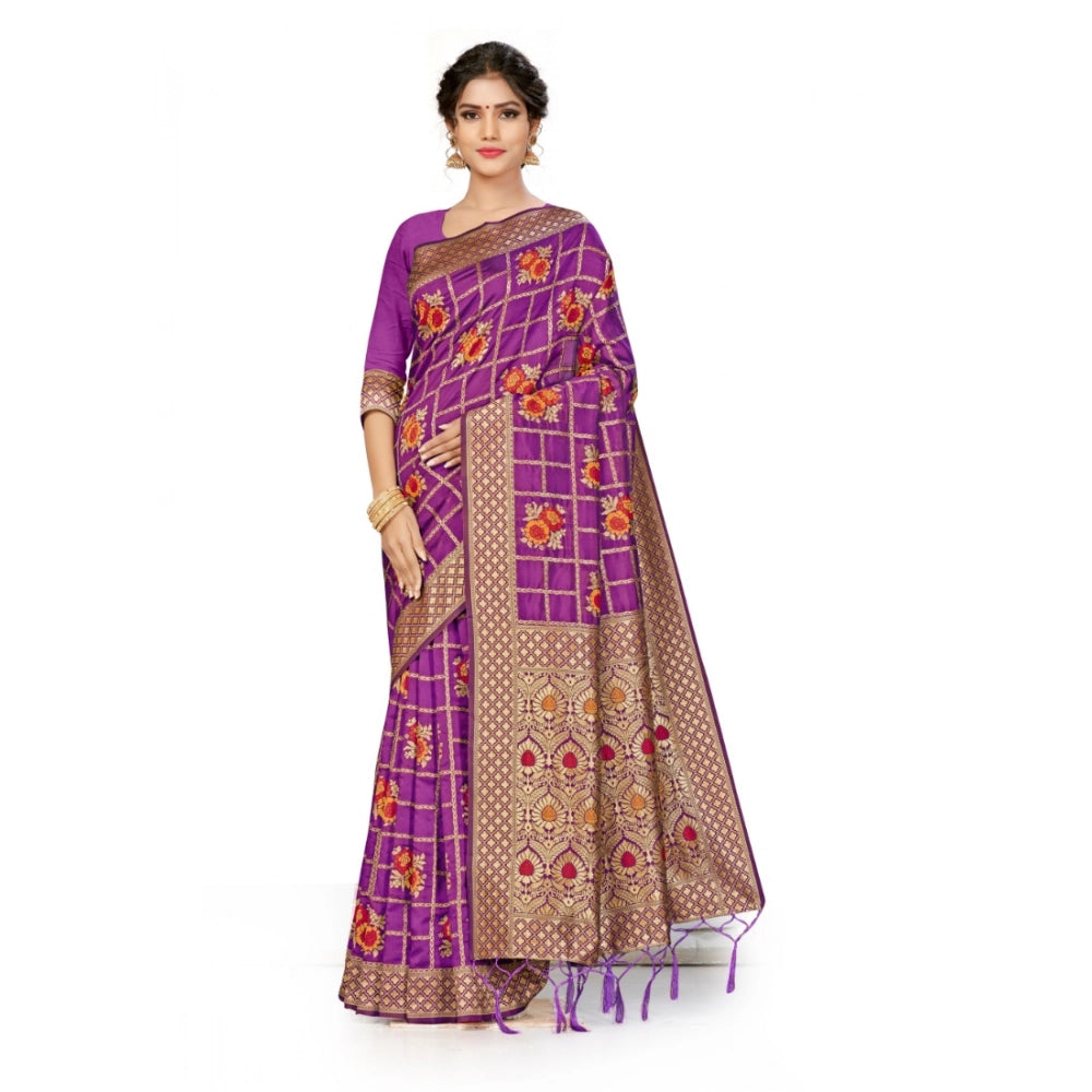 Vaystra Banarasi Silk Saree – Purple