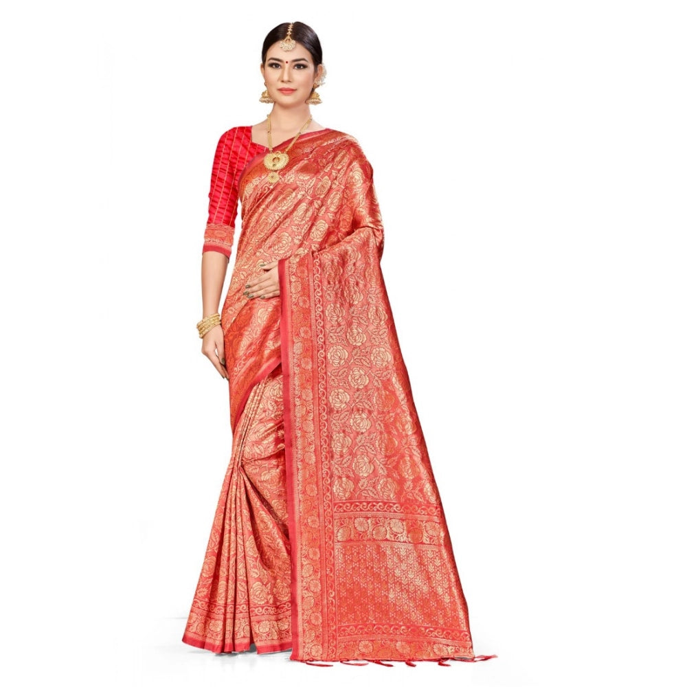Vaystra Banarasi Silk Saree – Peach