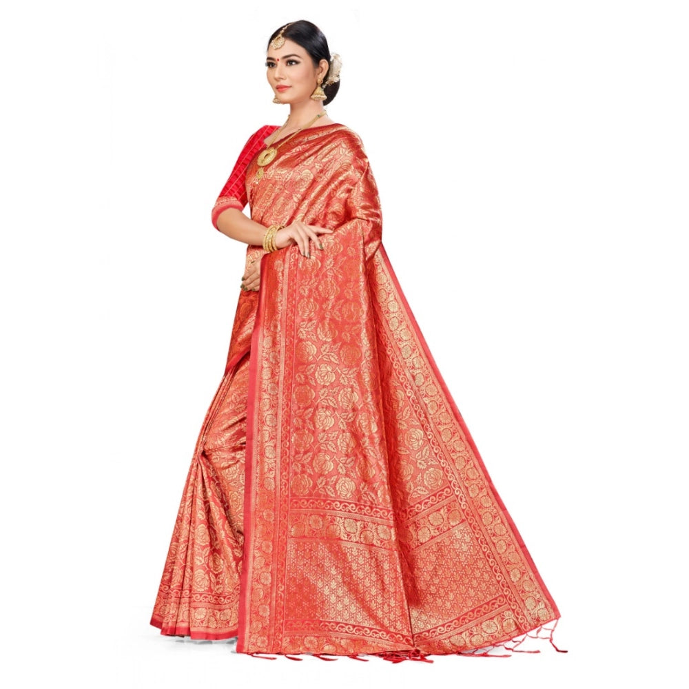 Vaystra Banarasi Silk Saree – Peach