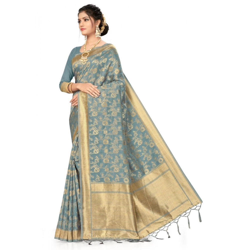 Vaystra Banarasi (Spun Cotton) Saree – Grey