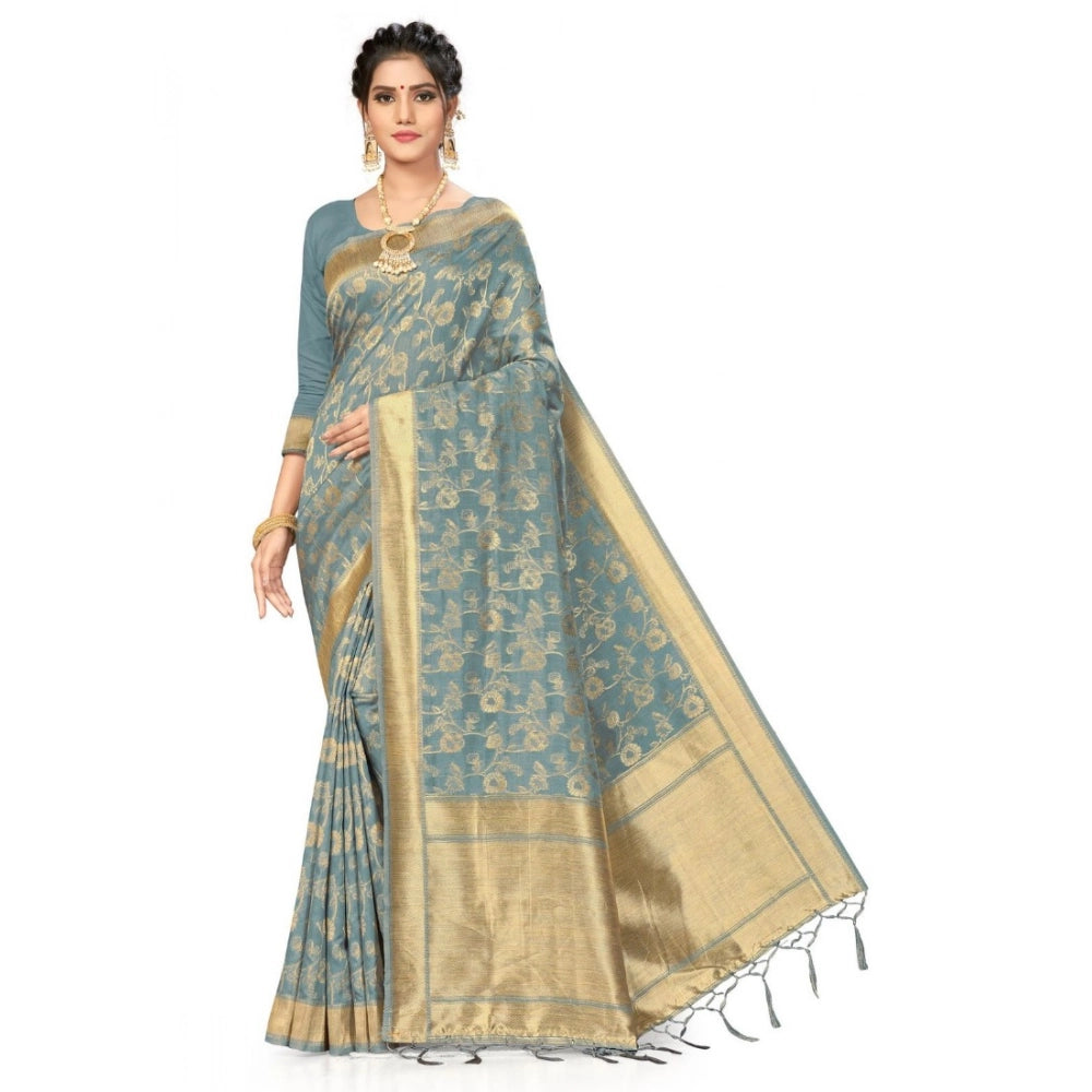 Vaystra Banarasi (Spun Cotton) Saree – Grey