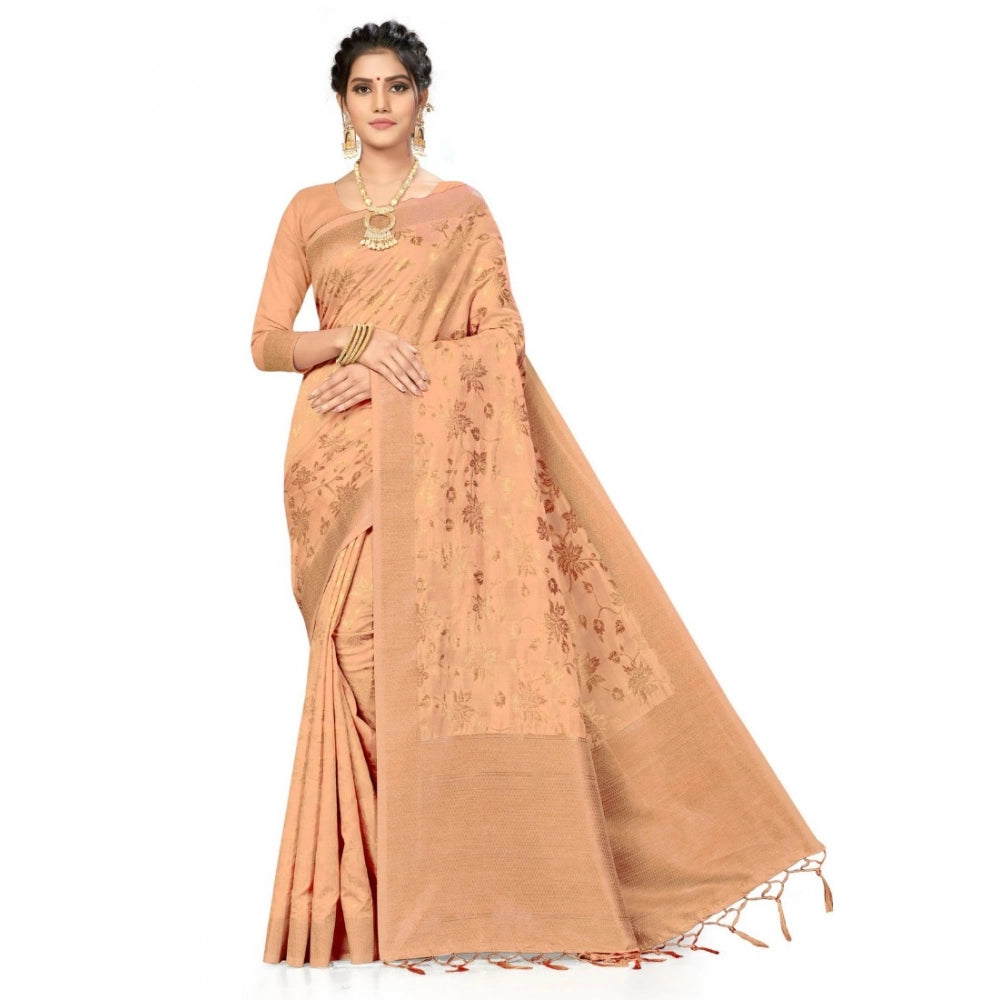 Vaystra Banarasi (Spun Cotton) Saree – Beige