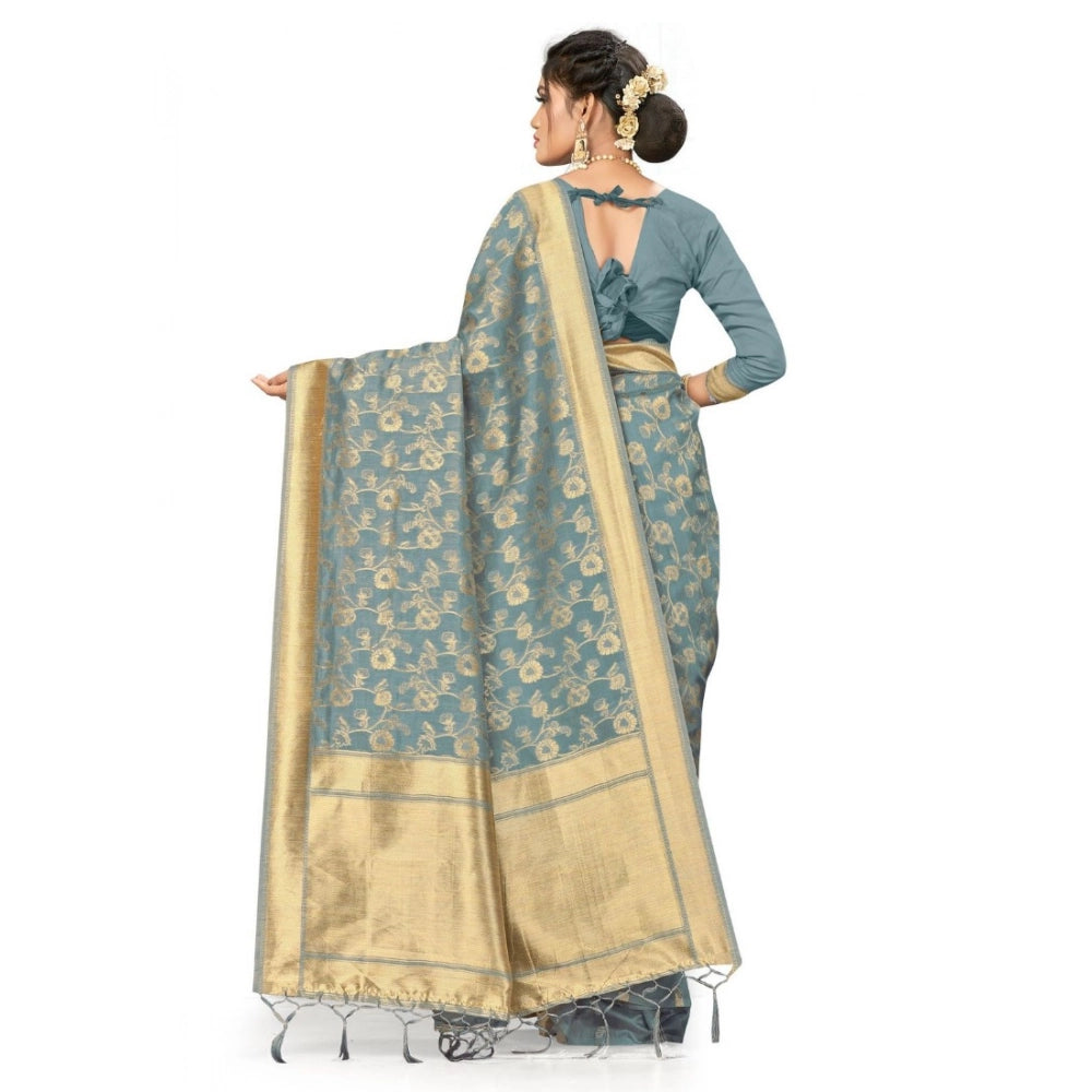 Vaystra Banarasi (Spun Cotton) Saree – Grey