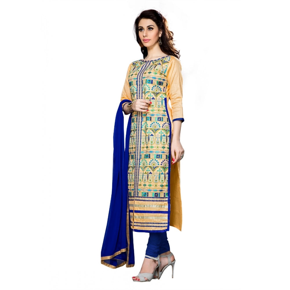 Vaystra Cotton Unstitched Salwar Suit-Material With Dupatta – Beige