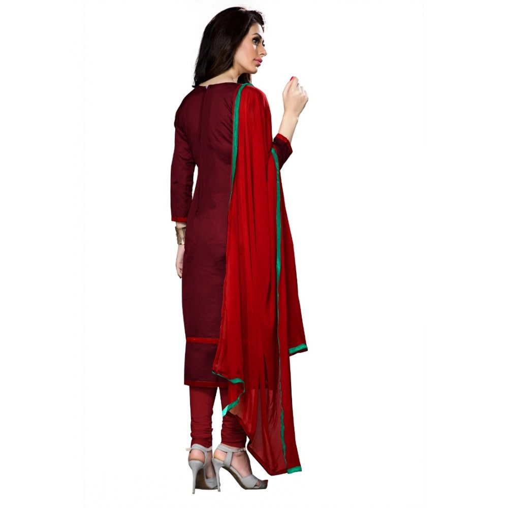Vaystra Cotton Unstitched Salwar Suit-Material With Dupatta – Dark Maroon