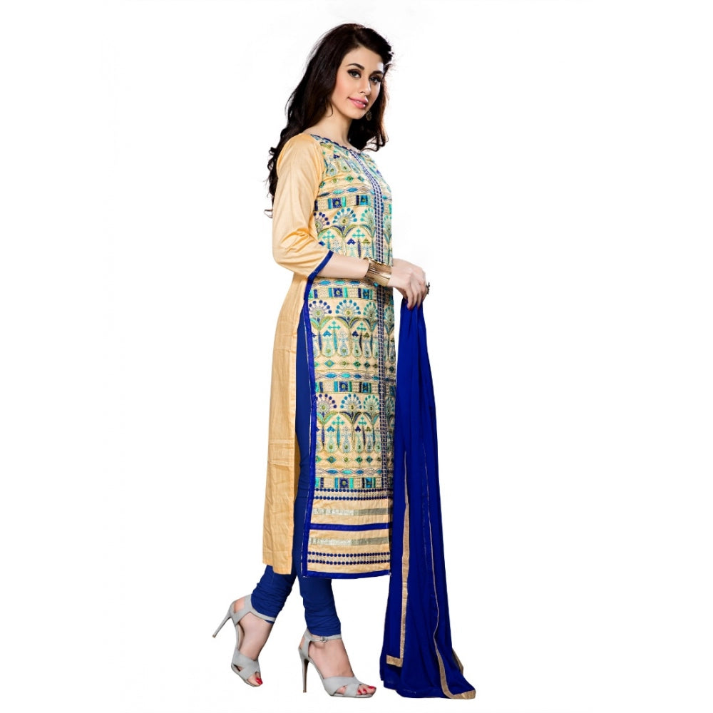 Vaystra Cotton Unstitched Salwar Suit-Material With Dupatta – Beige