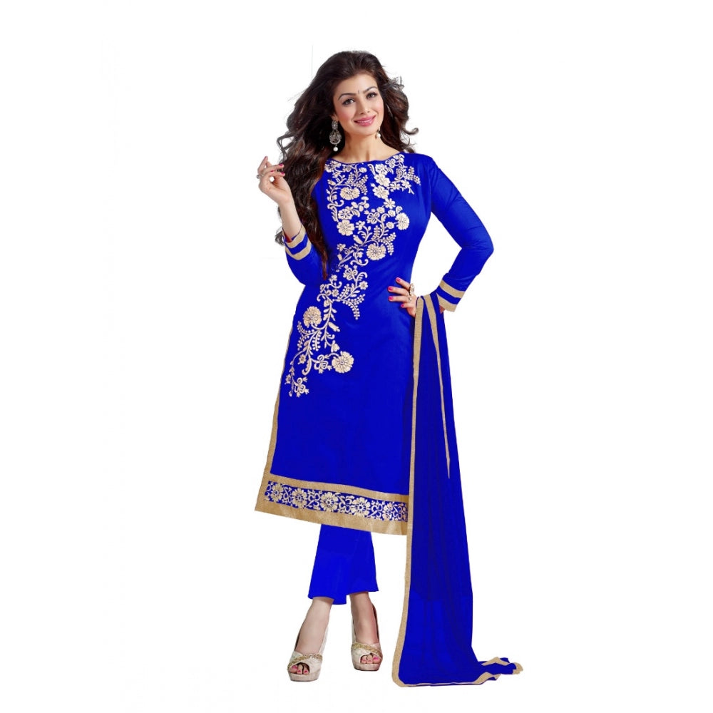 Vaystra Chanderi Unstitched Salwar Suit-Material With Dupatta – Blue
