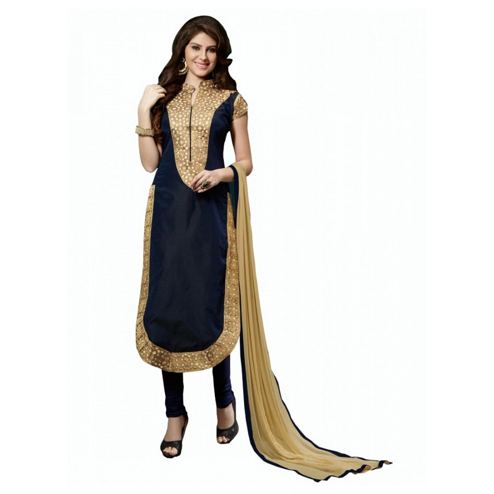Vaystra Chanderi Unstitched Salwar Suit-Material With Dupatta – Black
