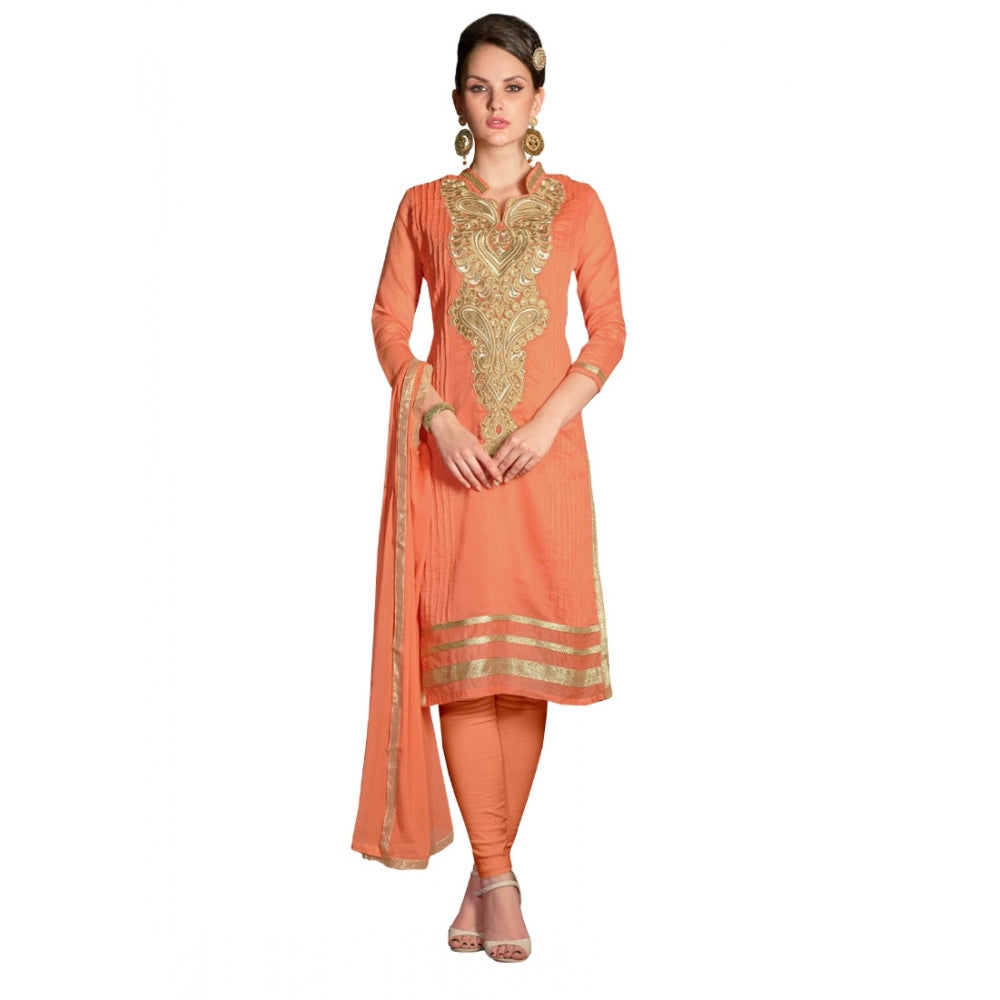 Vaystra Chanderi Unstitched Salwar Suit-Material With Dupatta – Orange