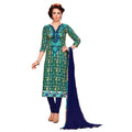 Vaystra Glaze Cotton Unstitched Salwar Suit-Material With Dupatta – Blue & Green