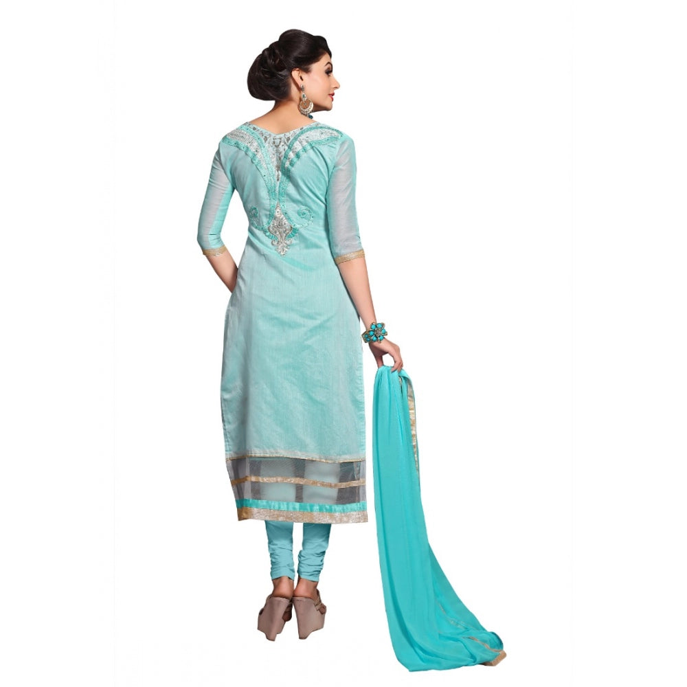 Vaystra Chanderi Unstitched Salwar Suit-Material With Dupatta – Light Sea Green