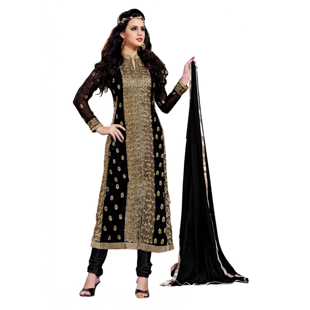 Vaystra Georgette Unstitched Salwar Suit-Material With Dupatta – Black