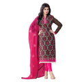 Vaystra Chanderi Unstitched Salwar Suit-Material With Dupatta – Brown