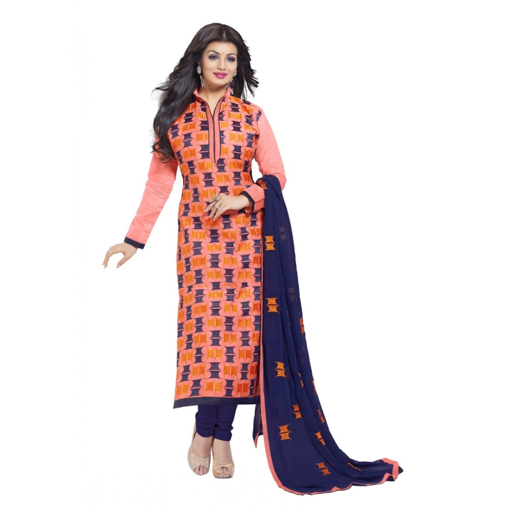Vaystra Chanderi Unstitched Salwar Suit-Material With Dupatta – Orange