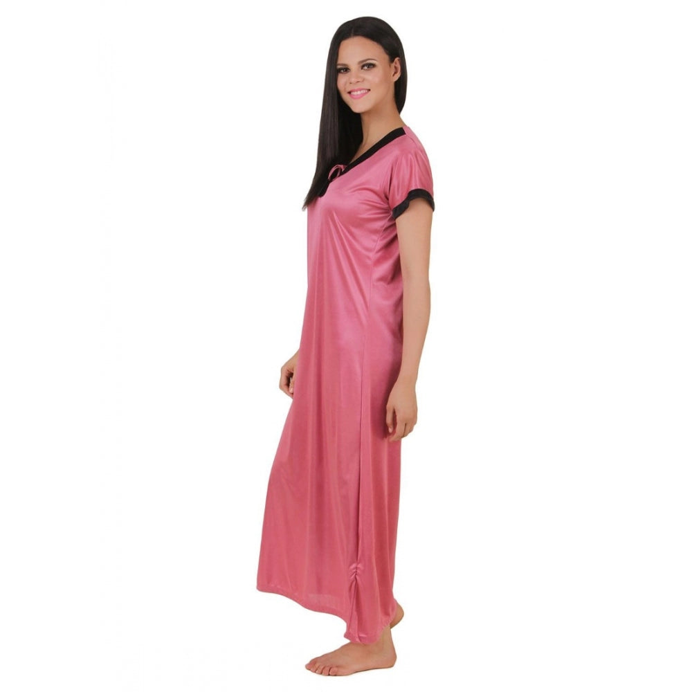 Vaystra Satin Long Nighty Mega Sleeve – Strawberry Pink