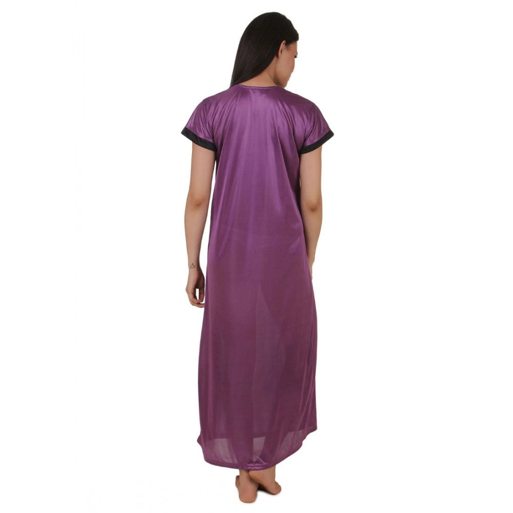 Vaystra Satin Long Nighty Mega Sleeve – Purple