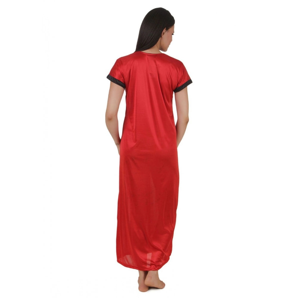 Vaystra Satin Long Nighty Mega Sleeve – Red