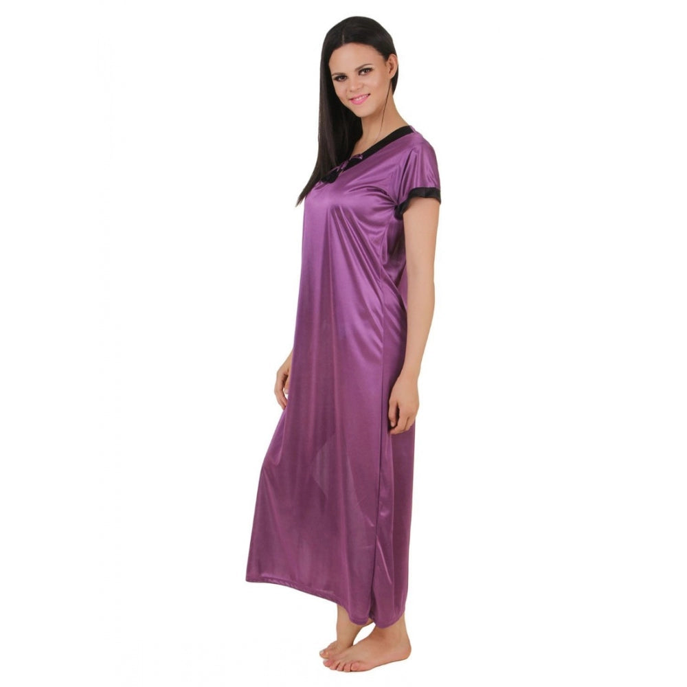 Vaystra Satin Long Nighty Mega Sleeve – Purple