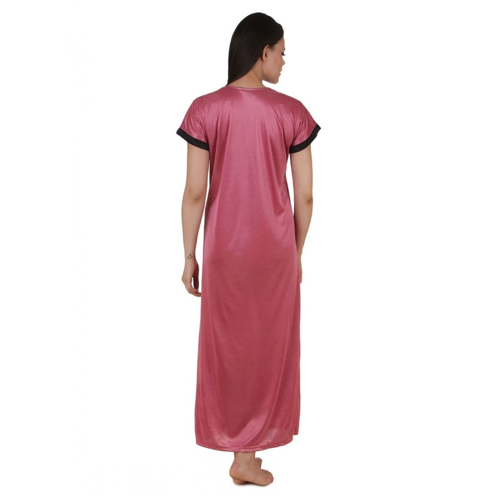 Vaystra Satin Long Nighty Mega Sleeve – Strawberry Pink