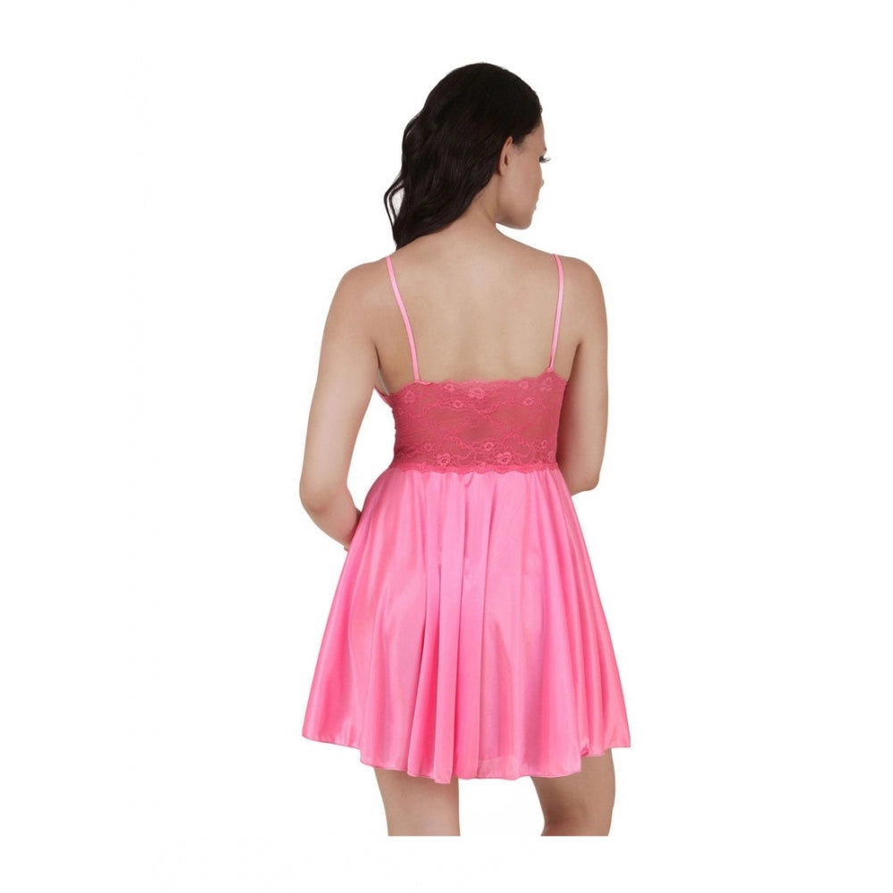 Vaystra Satin Babydoll Slip Sleeve Less – Pink