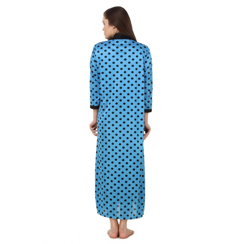 Vaystra Satin Wrap Gown 3/4 Sleeve – Turquoise & Black
