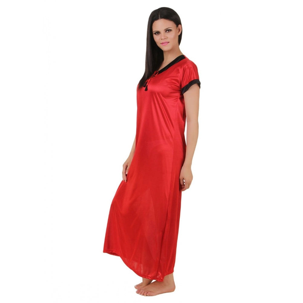 Vaystra Satin Long Nighty Mega Sleeve – Red