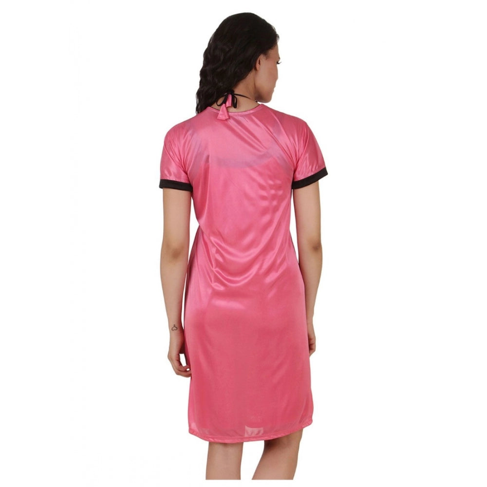 Vaystra Satin Short Wrap Gown with Half Sleeve – Coral Pink