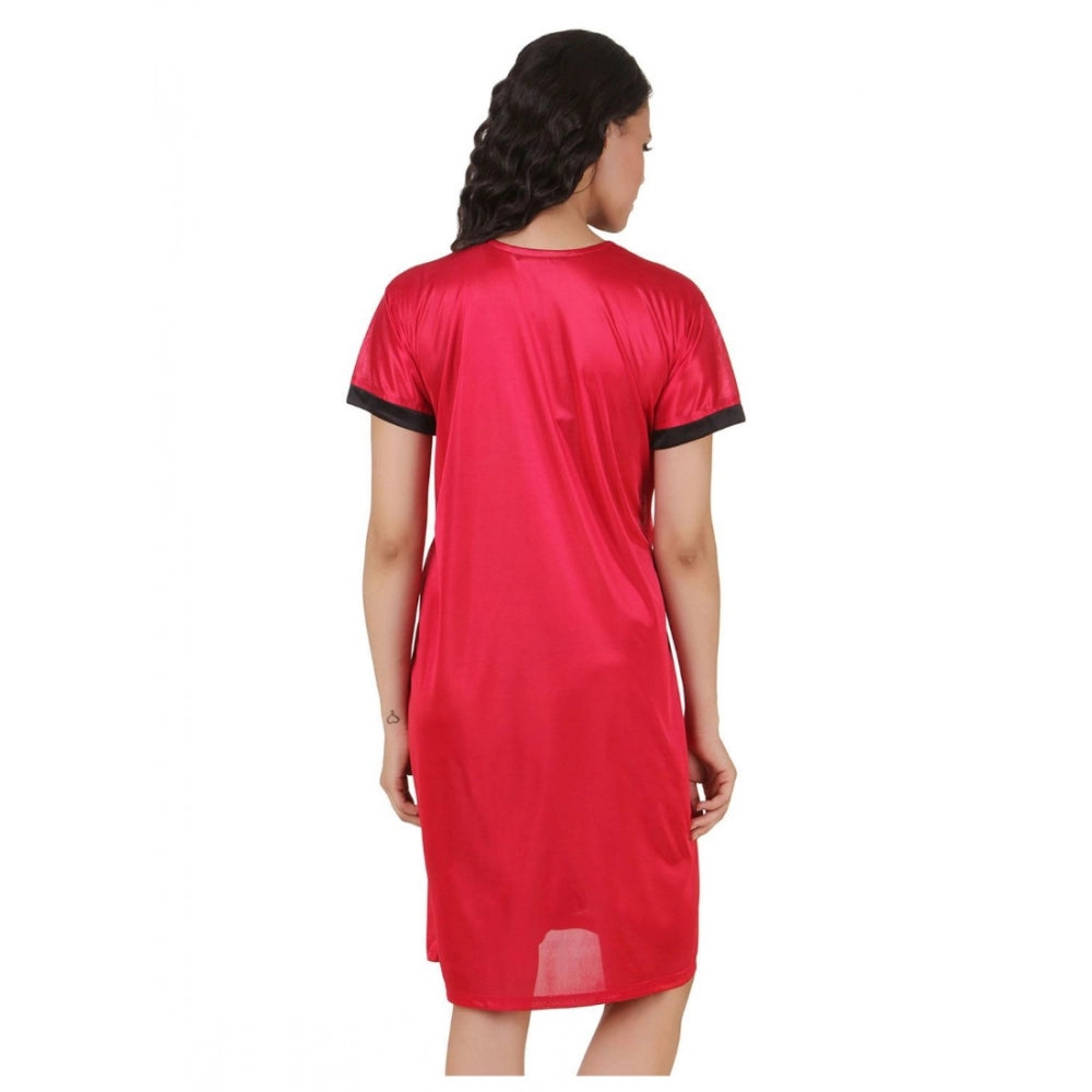 Vaystra Satin Short Wrap Gown with Half Sleeve – Wine & Black