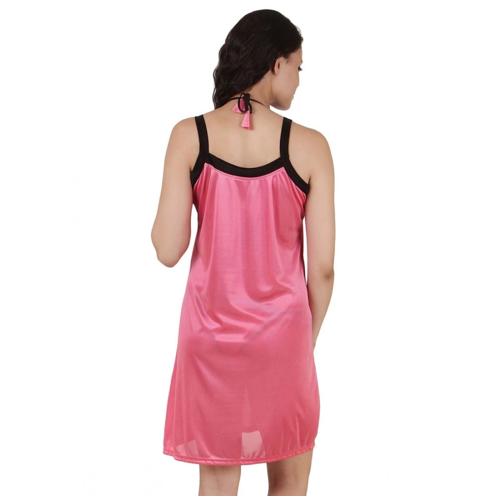 Vaystra Satin Short Nighty with Sleeve Less – Coral Pink