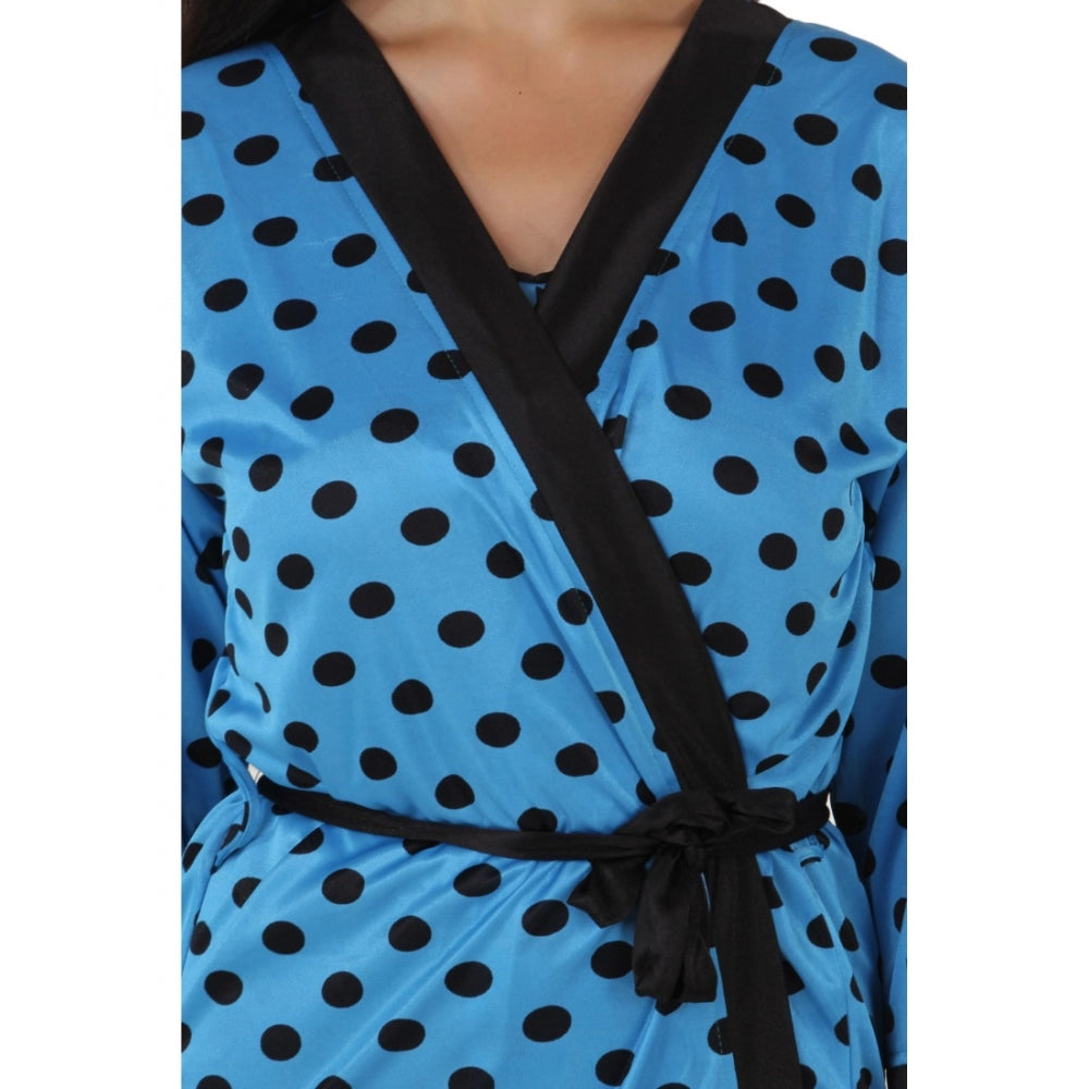 Vaystra Satin Wrap Gown 3/4 Sleeve – Turquoise & Black