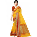 Vaystra Kota Doria Cotton Border Saree With Blouse – Yellow