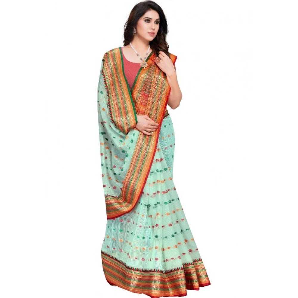 Vaystra Kota Doria Cotton Woven Butta Saree With Blouse – Pista