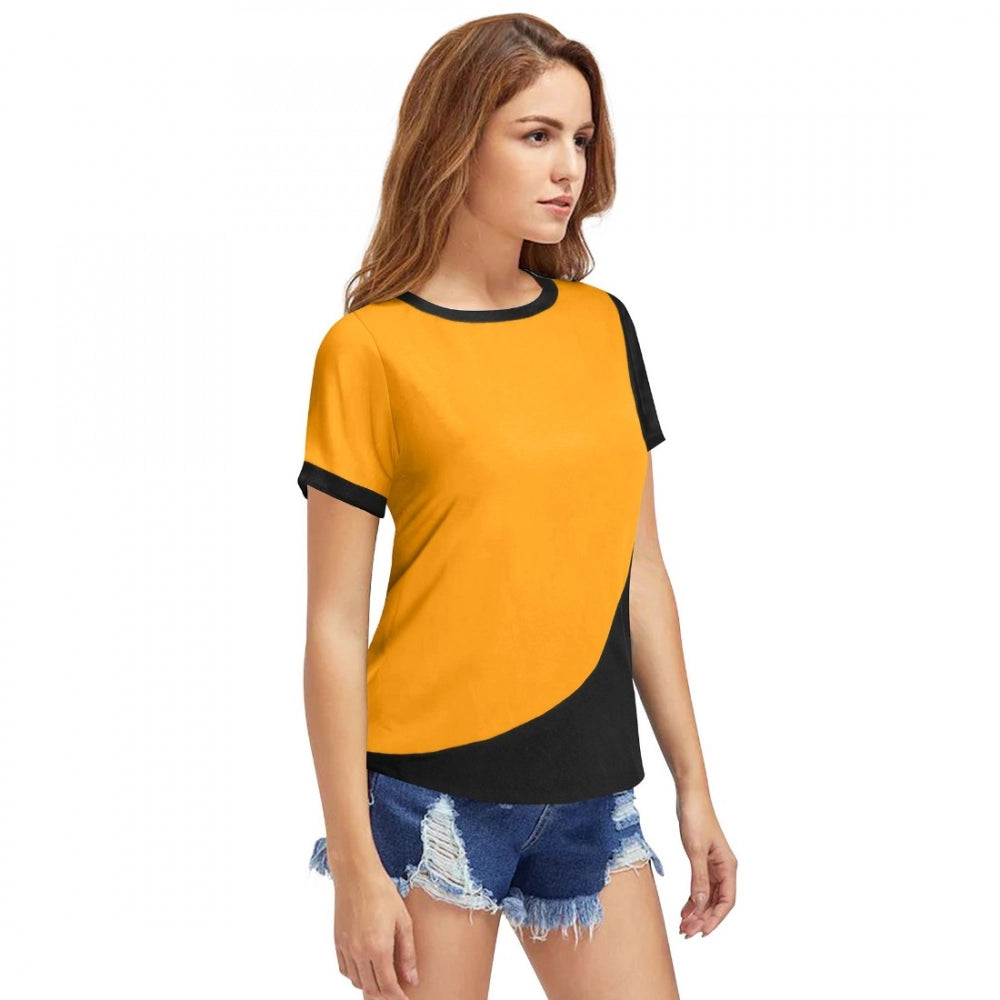 Vaystra Polyester, Knitting Western Wear T-Shirt – Yellow