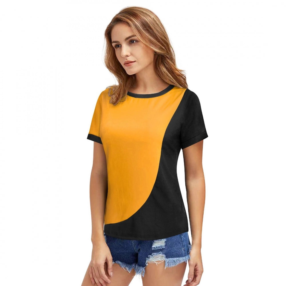 Vaystra Polyester, Knitting Western Wear T-Shirt – Yellow