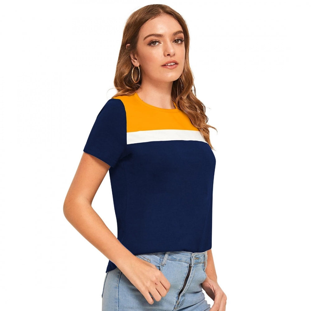 Vaystra Polyester, Knitting Western Wear T-Shirt – Yellow
