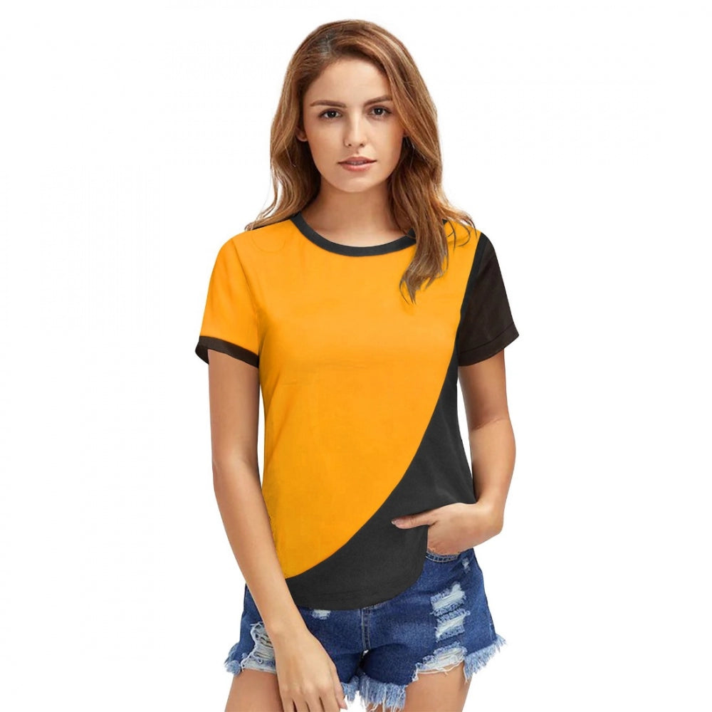 Vaystra Polyester, Knitting Western Wear T-Shirt – Yellow