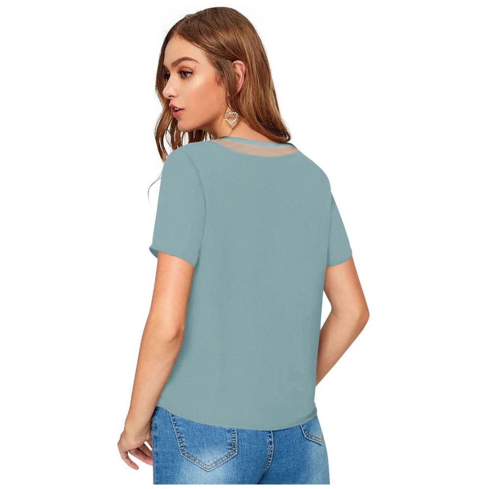 Vaystra Polyester, Knitting Western Wear T-Shirt – Pista