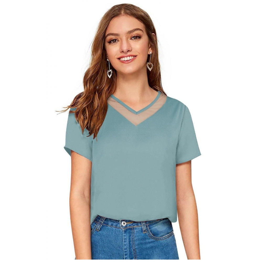Vaystra Polyester, Knitting Western Wear T-Shirt – Pista
