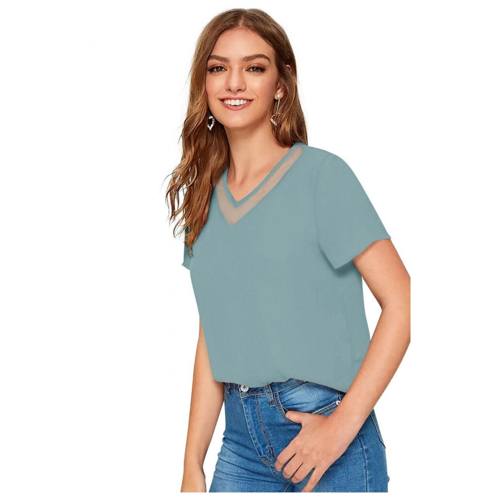 Vaystra Polyester, Knitting Western Wear T-Shirt – Pista