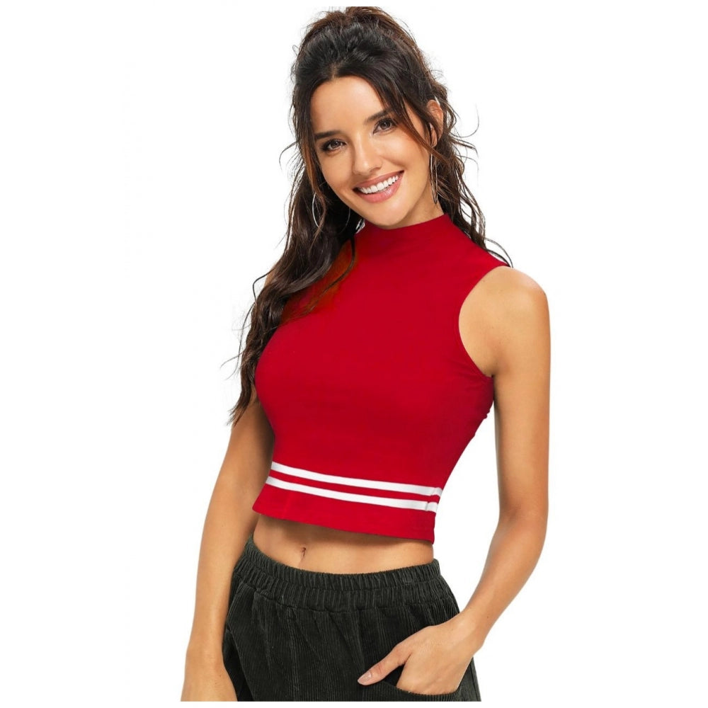 Vaystra Polyester, Knitting Western Wear Tops – Red
