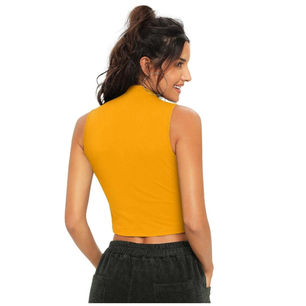 Vaystra Polyester, Knitting Western Wear Tops – Yellow